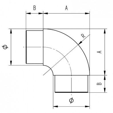 Coude à 90° mâle-mâle en inox 304 brossé 48,3 mm angle arrondi Coude à 90° mâle-mâle en inox 304 brossé 48,3 mm angle arrondi